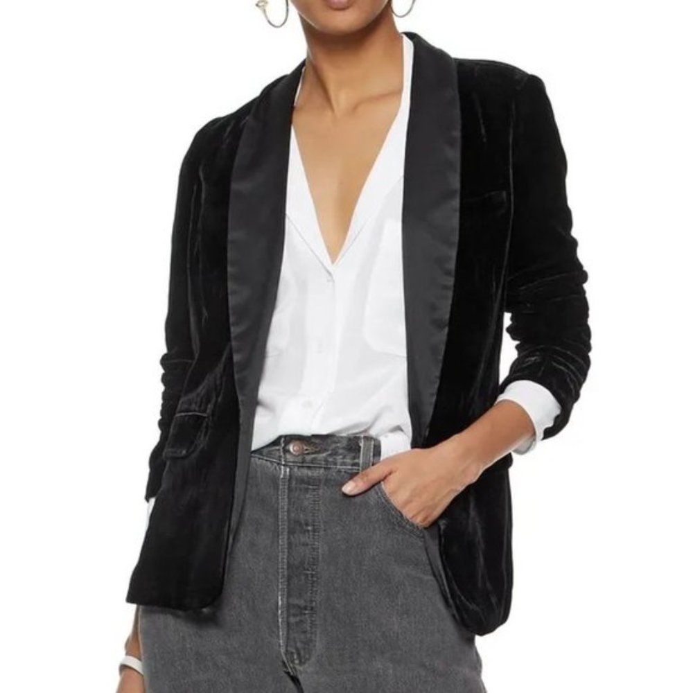Joie Mehira Tuxedo Blazer Black (Velvet)